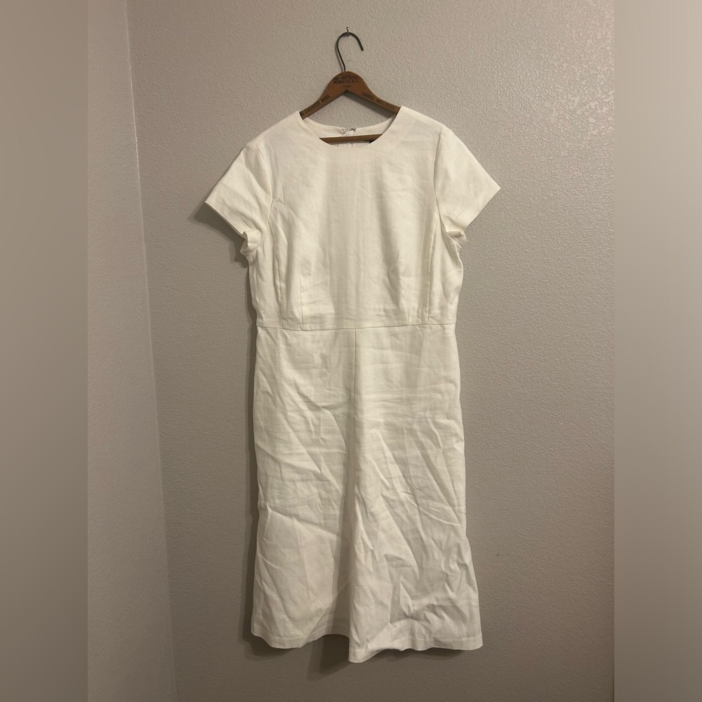 NWT Ann Taylor Shirt Sleeve Sheath Dress WHITE SIZE 14